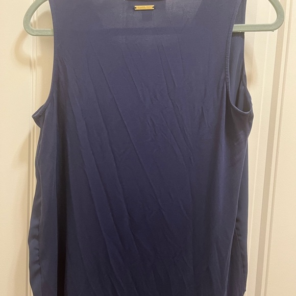 Michael Kors Sleeveless Navy Blue V-Neck Blouse - Picture 4 of 6